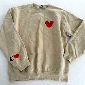 Heart crew sweater with C initial